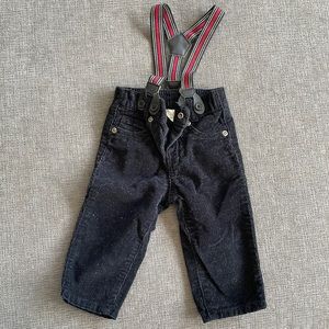 Koala Kids | Black corduroy pants with red suspenders